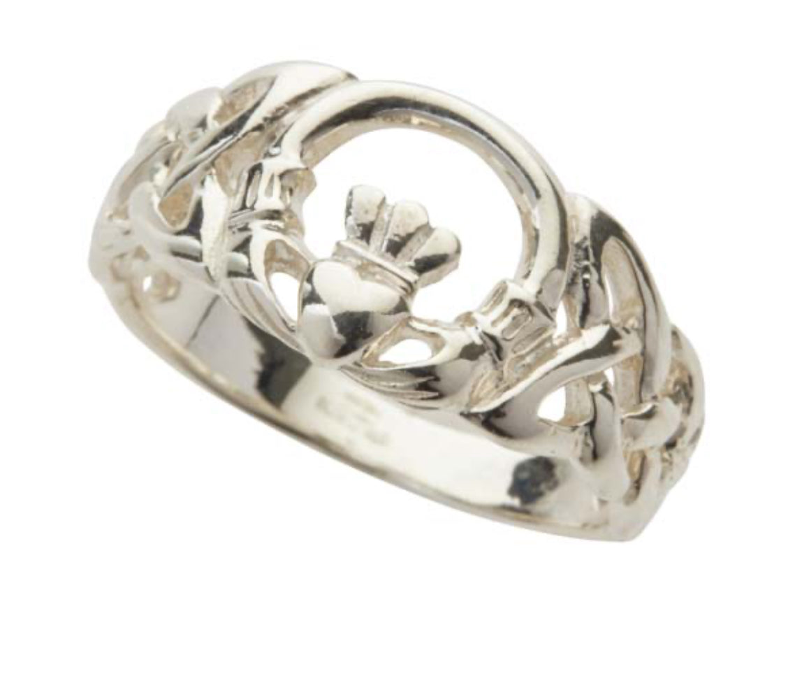 Celtic Claddagh and Trinity Knotwork Ring 12