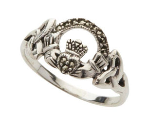 Claddagh Marcasite Ring with Trinity Knot Detail 7