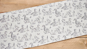 SKETCHY DUCK TABLE RUNNER GREYSCALE FABRIC