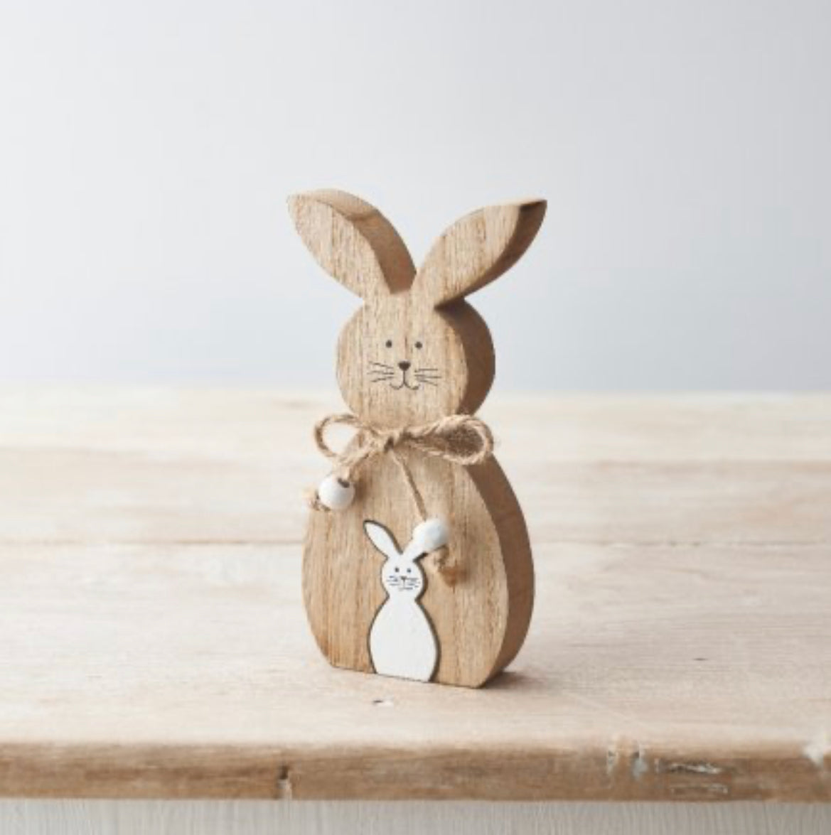 STACKING WOODEN BUNNY, 14.5CM