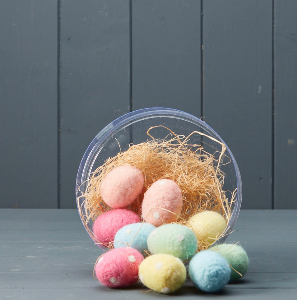 10 Pastel Coloured Felt eggs