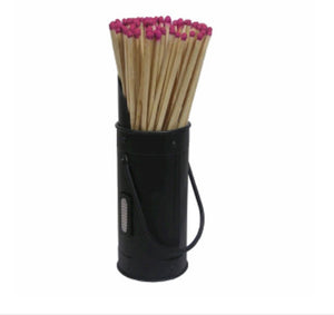 Matte black match stick holder with long matches