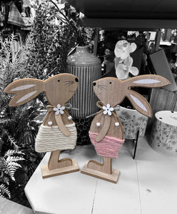 Cream wooden standing bunny