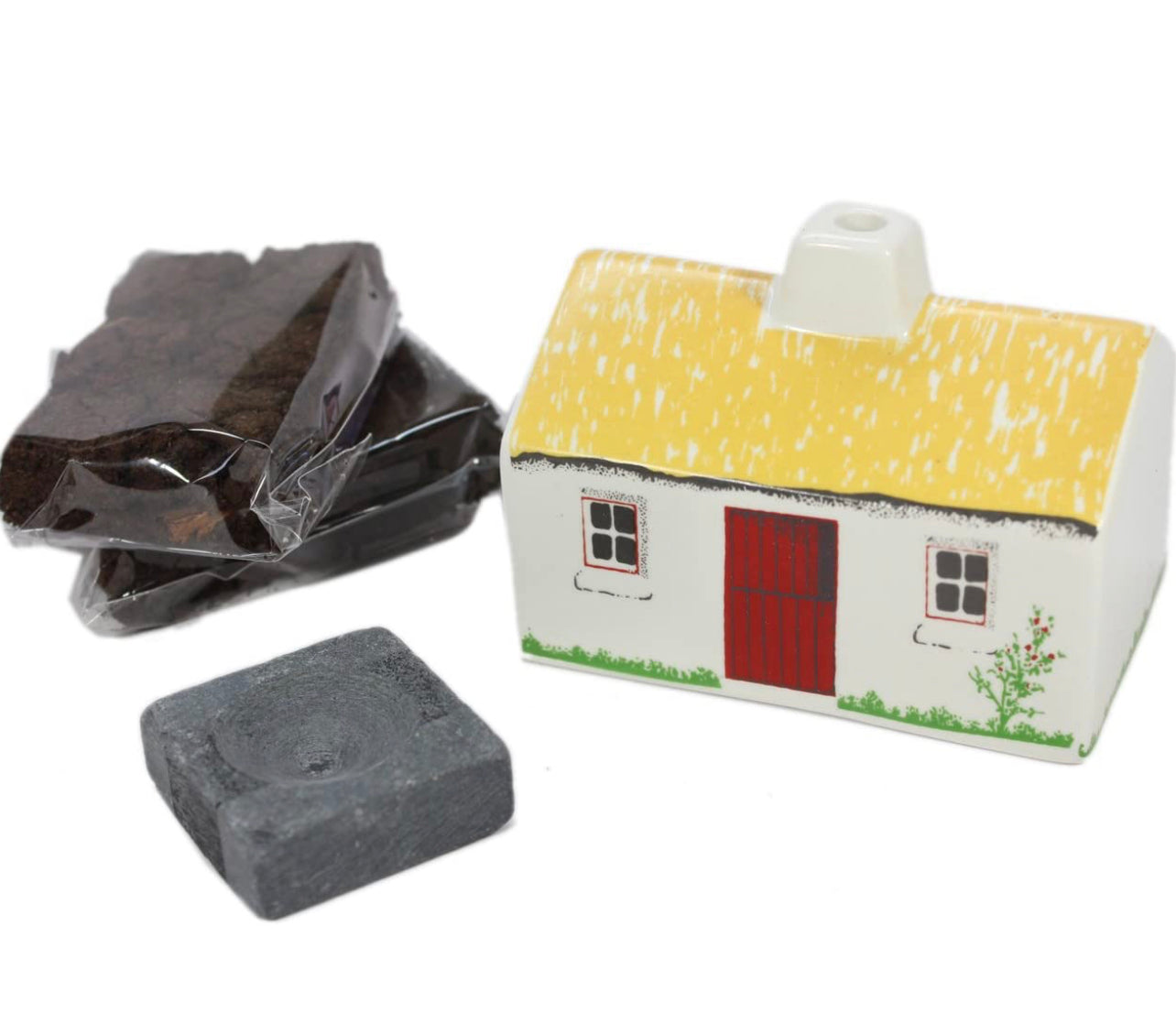 Irish Turf Peat Incense Cottage Burnet Set