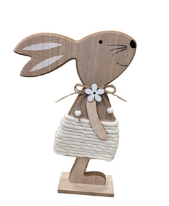 Cream wooden standing bunny