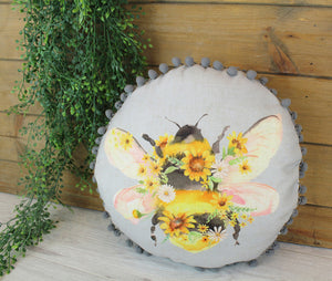 BEE FLORAL ROUND CUSHION